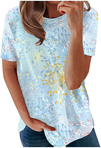 Plus size kancelarijska odeća za žene ženske kratke rukave T Shirt maslačak štampani Top modni Casual Crew Neck Top