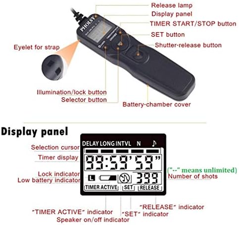 Pholsy N8 Timer daljinski upravljač sa intervalometrom za Nikon D3, D4, D4S, D5, D6, D800,
