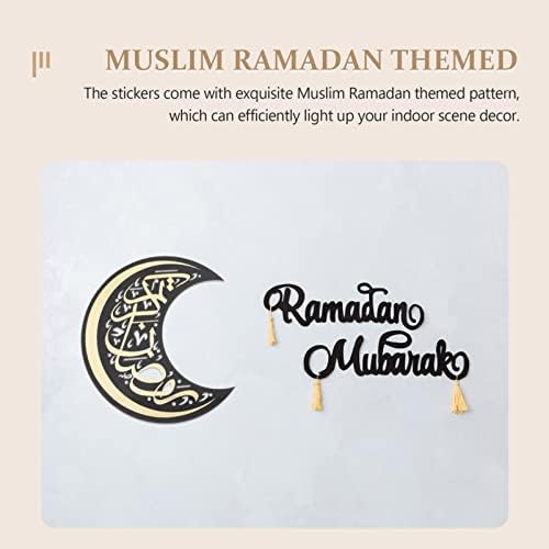 Aboofan Eid Mubarak naljepnica akril ramazan drveni naljepnici Moon oblik zidne umjetnosti musliman