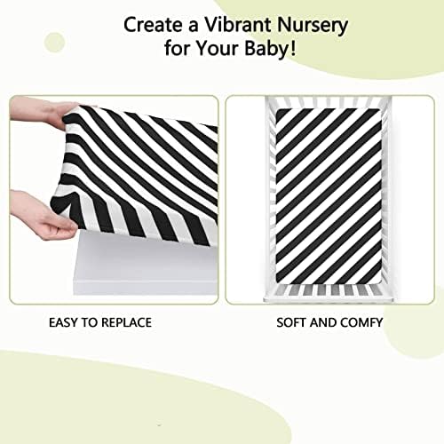 Striped tematski obloženi mini listovi, prenosivi mini listovi krevetića meki i prozračni posteljinski list za