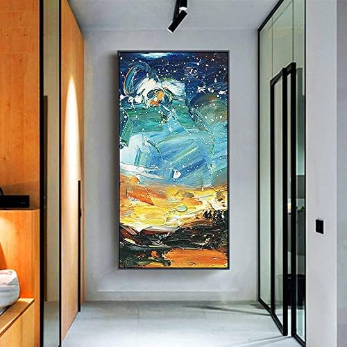 Uljane slike ručno oslikano-Sea sunrise krajolik dekorativno slikarstvo apstraktna debela tekstura boja blok uljano slikarstvo umjetničko Muralno platno moderna milost apstraktno umjetničko djelo, 80x160cm