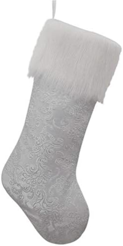 Gireshome Silver Shimmer Metallic Body, luksuzno krzno božićne čarape, Xmas Decor -10Inch x 18inch