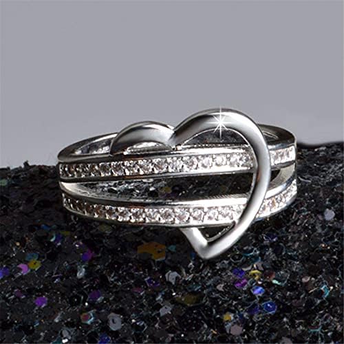Svakodnevni prstenovi za žensko dijamantski dijamantski dijamantski prsten od dva dekoracija Zircon Creative