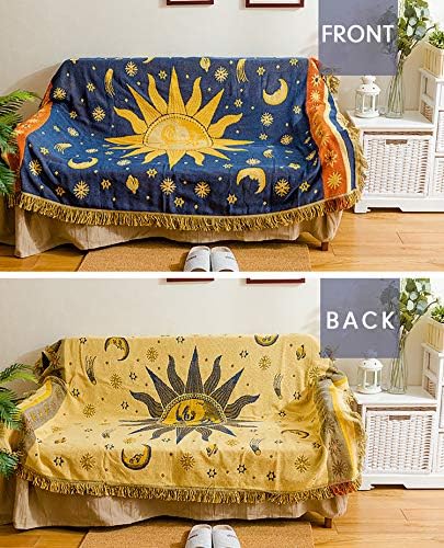 Maynest Sunch and Moon Stars Hippie Backet bacanje nebeskih tapiserija Dvostrana reverzibilna tkanina pamuk kućni dekor stolica za posteljinu kauč za prelivanje loveseat prostirke prevelici