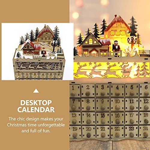 BESPORTBLE Božić Pokloni 1pc odbrojavanje kalendar Božić Desktop kalendar ukras sa baterijom kaki