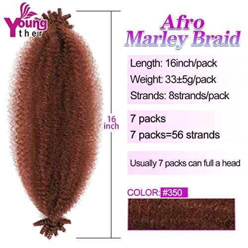 Youngther đumbir Springy Afro Twist Hair 16 inch 7 pakovanja meka opruga Twist Afro Hair for distres Locs crochet hair Synthetic Marley Twist pletenica Hair Extension for Black Women