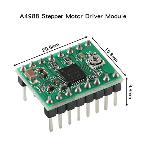 A4988 Stepstick Stepper modul drajvera motora sa hladnjakom za 3d štampač, DMOS drajver za Mikrosteping sa prevodiocem i zaštitom od Prekostruje pogodan za Mendel Huxley Arduino 5 kom