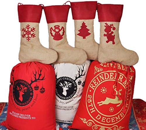 Aijiao Custom Personalizirano ime Burlap Božićne čarape Poklon torba Božićno stablo Kamin Dekor za dom -