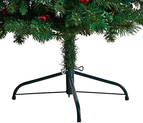 5ft. Ravna leđa Montreal Mountain Pine umjetno božićno drvce s pinekoni, bobicama i 110 toplih bijelih LED