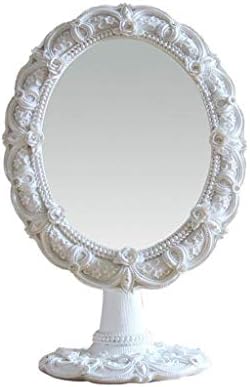 HTLLT Beauty Makeup ogledalo smola Šminka ogledalo/ogledalo Šminka-desktop Vrtna radna oprema, 27x18cm/ bijela/ovalna