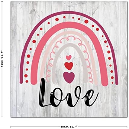 Romantična šareno srce Duga Drveni znakovi Početna Dekor ljubav znakovi rustikalni zid viseći dekor za Valentinovo za kućnu vjenčanje za djevojke 16x16