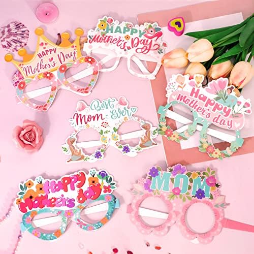 HOWAF 30 pakovanja šarenih cvjetnih čaša za papirne okvire za Majčin dan, najbolje mamine naočare za naočare