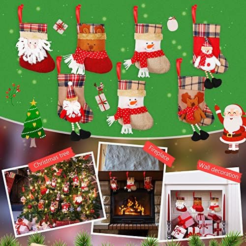 Poznaci 20 komada Božićne čarape 6,26 inča Xmas Dekoracije za mantle visi božićne stablo Čarape Snowflake Snjegovinski letelica ELF Santa Držač za čarape za porodične Xmas Dekoracije za zabavu