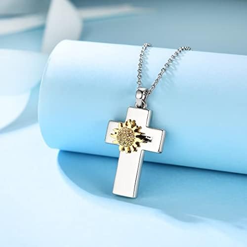Fulcol Cross Ogrlica za žene suncokretornice Križ Dainty Sunshine Privjesak za vjerski nakit Poklon
