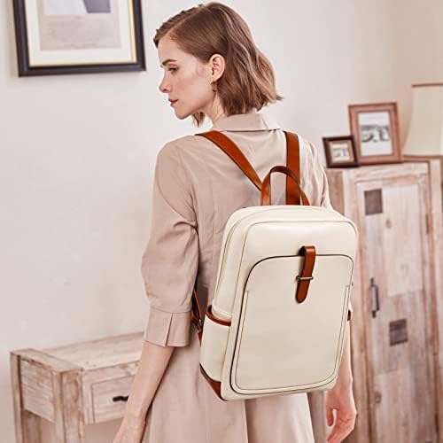 Bromenska kožna backpack za laptop za žene 15,6 inča računarsku ruksak na kockicama za putničku pauzu sa malim novčanikom