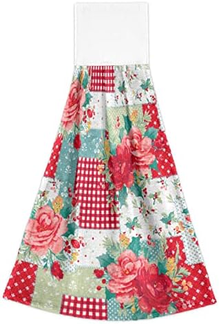 Aslsiy Rose Plaid Ručnici za kuhinje Ljetni cvijet Viseći ručni ručni ručnik za ručnike za sušenje