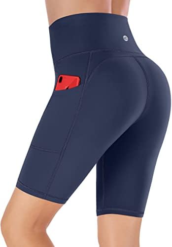Ewedoos bajkerske kratke hlače za žene visokog struka za jogu sa 3 džepovima atletske kompresijske kratke