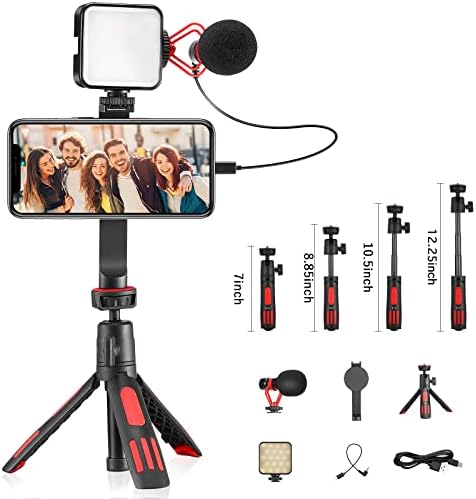 FOUTOUKEEP Magnetic vlogging Kit za iPhone content Creator Essentials Smartphone Video Vlog komplet sa svjetlom, držačem telefona, mikrofonom, stativom za telefon za YouTube početni komplet content creator Kit