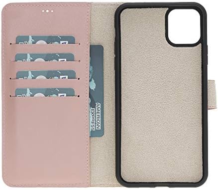 Ninecase iPhone 11 tanka torbica za novčanik Pink Magnetic odvojivi Flip Hard Cover za žene, podržano bežično