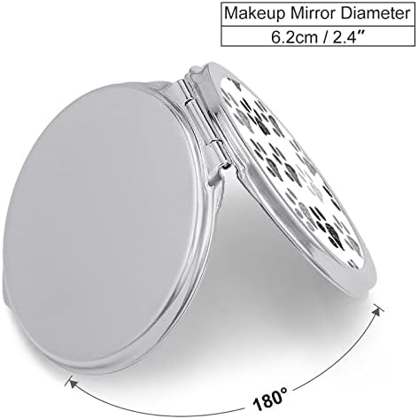 Štampanje Pseće Šape Crno Bijelo Kompaktno Ogledalo Džepno Ogledalo Za Putovanja Malo Sklopivo Prijenosno Ručno Ogledalo