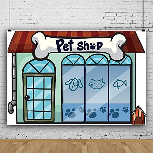 7x5ft Cartoon Pet Shop pozadina Pet Shop izlog Pozadine za djevojčice 1st Rođendanska zabava fotografija