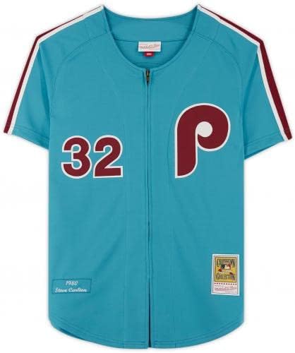 Steve Carlton Philadelphia Phillies AUTOGREMENT Svijetlo plavi Mitchell & Ness Autentični dres sa CY 72, 77, 80, 82 natpis - autogramirani MLB dresovi