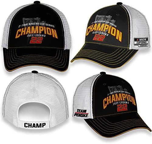 Joey Logano Team Penske 2022 NASCAR Cup serija 2x šampion crno bijela mrežasta Podesiva kapa