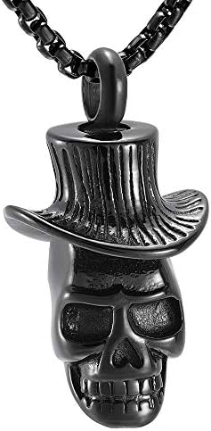 Heeqing AE312 nehrđajući čelik sa kaubojskim šeširom lubanje kremacije privjesci za pepeo za muškarce