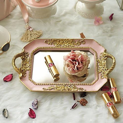 AmysDreamstore Dekorativne posude za nakit, evropski stil vintage pravokutni vintage stakleni nakit sa ogledalom