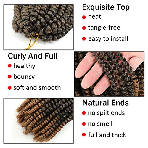 6 paketa Spring Twist Hair Crochet Ombre boje pletenica za kosu bomba za kovrčavu kosu sintetičke
