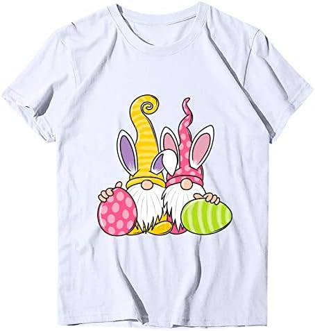 Loose Fit Uskršnja majica za žene smiješne slatke patuljke jaja štampane majice povremeni okrugli