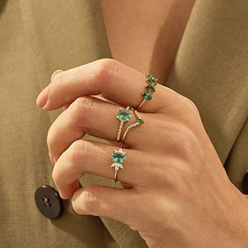 Norm Jewels 14k od punog zlata 5 kamen smaragdni prsten | Dainty Statement Rings za žene / majski prsten od