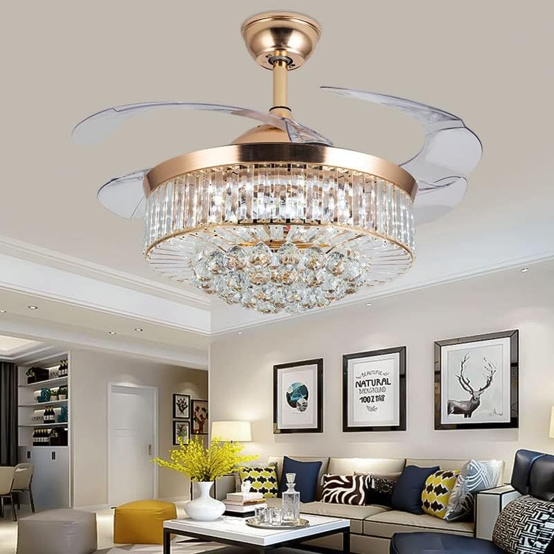 Crystal LED stropni ventilator Nevidljiv luksuzni kristalno srebrna LED lampica sa daljinskim upravljačem moderna za dom