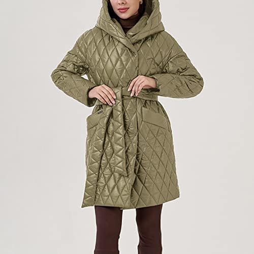 UOFOCO Ženska zimska nadogradnja pune dužine lagane kapute, dugih rukava čvrstog boja grijane