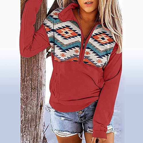ZEFOTIM žene Casual Zipper ovratnik pulover dukserica s džepom labave duge rukave šavovima