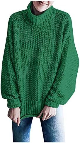 NOKMOPO Ženski džemperi za jesen i zimsku dame modni džemper čvrsti boje Visoki vrat Tanak džemper