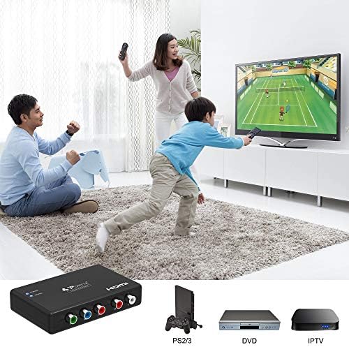 Komponenta porta HDMI Converter sa HDMI kablom, RGB u HDMI adapter, 5 RCA YPBPR do HDMI video pretvarača, podrška 1080p 60Hz za PS2 PS3 Xbox 360 DVD Wii HDTV monitor projektora
