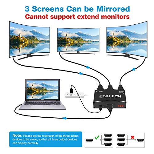 NewCare 4k HDMI razdjelnik 1 u 3 out 【sa 3,9 ft HDMI kabela】 Podrška 4kx2k + 4x1 8k @ 60Hz HDMI 2.1 prekidač s IR daljinkom
