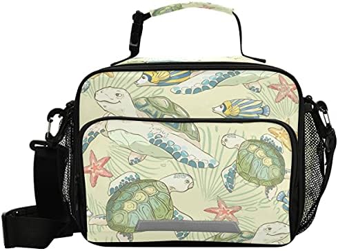 Mnsruu Studentska torba za ručak slatke morske kornjače i ribe izolovane torbe za ručak piknik