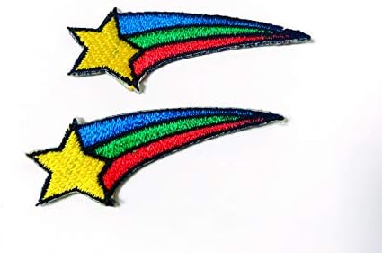 Set 2 kom. Mini Rainbow Meteor Star Slatka crtana Logo Jakna Majica SEW Gvožd na izvezenom Applique znački znak patch odjeću