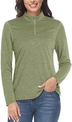 Magcomsen ženske majice s dugim rukavima 1/4 Zip pulover UPF 50+ UV zaštita od sunca Brzo suho vježbanje pješačke atletske majice