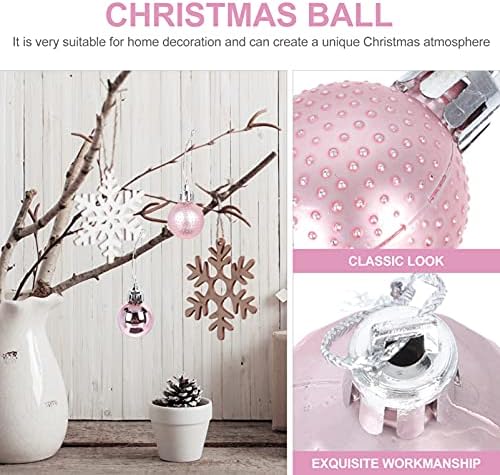 ABOOFAN Mini Božić Ball Pink Božić Lopta Ornament 24kom Božić stablo Bauble Shatterproof viseći