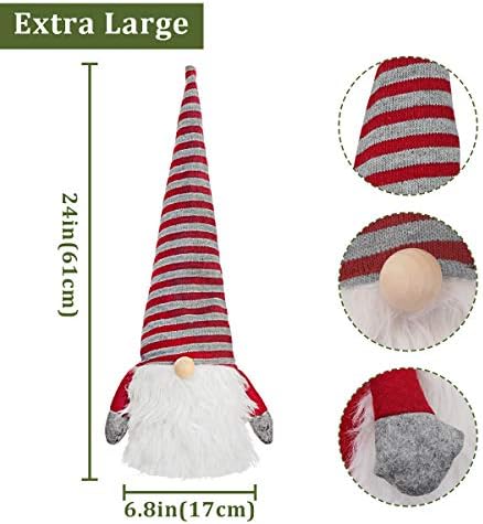 Ivenf 24 inča ručno rađen plemento Tomte Gnome Božić sa pamukom, veliki plišani švedski skandinavski