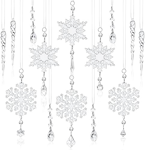 30 komada Silver Božić ukrasi Clear Icicle ukrasi akril Snowflake ukrasi za jelku Božić Ledenice Crystal
