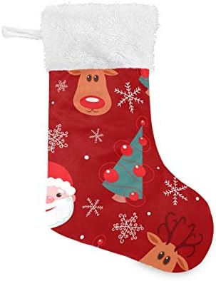 Alaza Božićne čarape Santa i jelena klasična personalizirana velika dekoracija čarapa za obiteljski odmor sezona Party Decor 1 paket, 17.7 ''