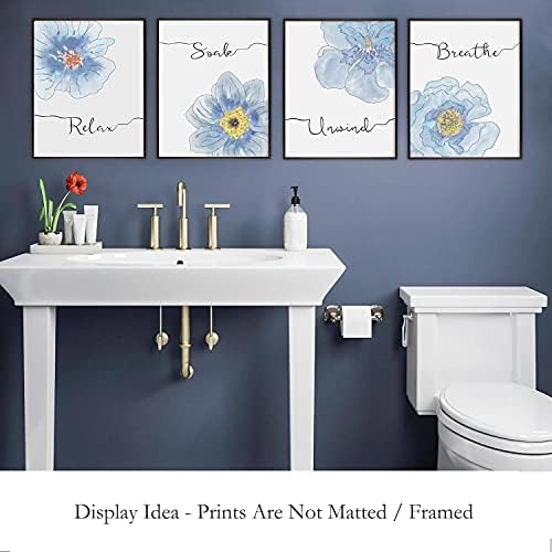 Blue Bohoop Bair Decor, opustite natopite za uklanjanje zidnih umjetničkih otisaka za kupaonicu, minimalistički
