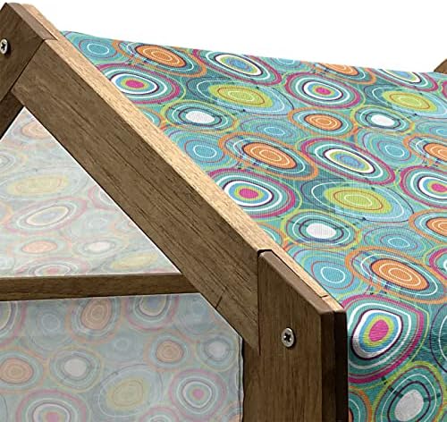 Lunable Retro drvena kuća za kućne ljubimce, uzorak za oči nadahnuo je kružne oblike mnogih boja apstraktnih