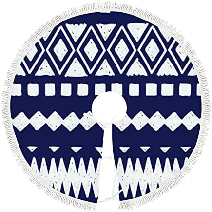 Xollar 48 inčni veliki božićni suktni prostirki plemenski etnički geometrijski uzorak, Xmas Dekoracije stabla za zimsku zabavu Novu godinu sa resilicama