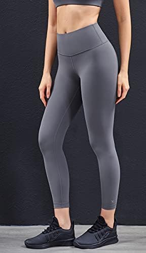 Sportika Performance DRI-TEX High Squik Workout Legging - Stretch Yoga Pant-Oblijedne gamaše Ženska mat brušena džepom, mrežaste nogu Srednje sive