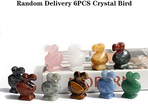 Wemeki gemstone ptice figurice mix 6pcs, ručno isklesano sretno sretno kristalno dodo status ptica, rezbarenje ptica Fengshui životinjska figurica za kućni urez ureza